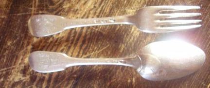 French silver spoon and fork