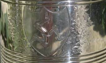silver mug, unidentified coat of arms