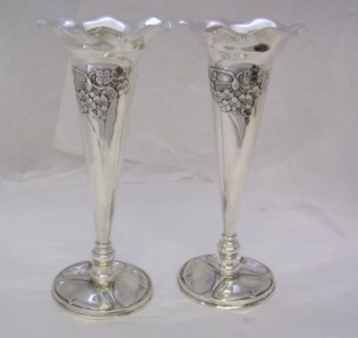 Art Nouveau silver vases