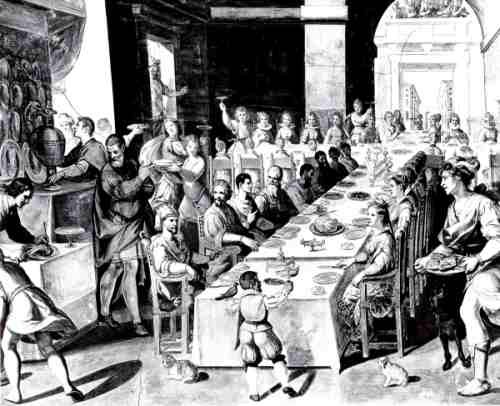 King Assuer and Esther banquet painted by Giovanni Carlone