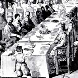 King Assuer and Esther banquet painted by Giovanni Carlone