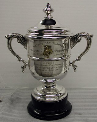 the Selfridge Trophy, won in 1924 by distaff bronc rider Bonnie McCarroll