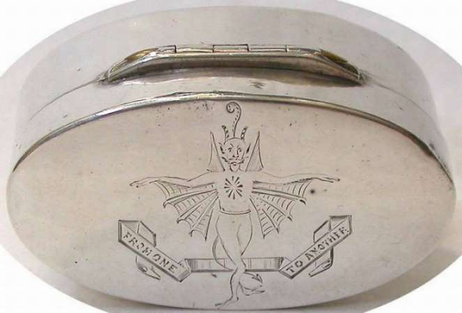 diabolical figure engraved on Joseph Wilmore nutmeg grater