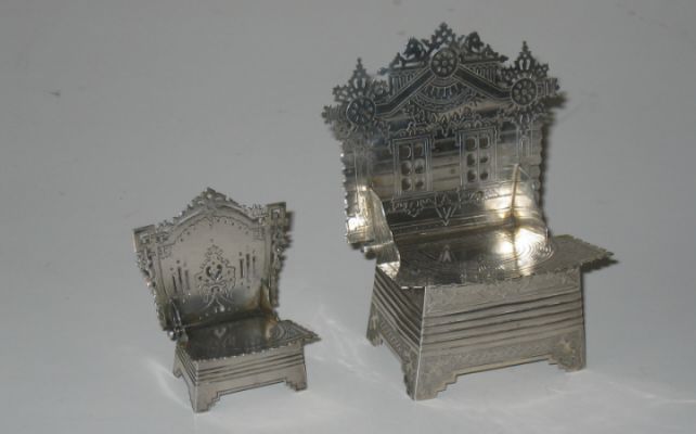 Two salt thrones by silversmith Alexander Josifovich Fuld, Moscow 1862-1917 
