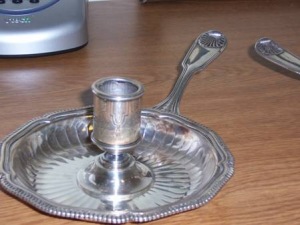 silver candle holders