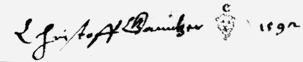 Christoph Jamnitzer 's signature, mark and date of becoming master: from the Nuremberg Guild Book
