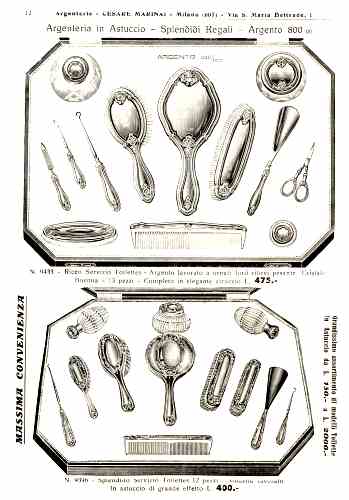 a page from the 1929 'CESARE MARINAI FABBRICA ARGENTERIA DA REGALO - MILAN (ITALY)' catalog