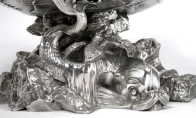 detail of pair of Centrepieces by Wolfers Frres: Aux Maraudeurs--'Puti playing with snails'
