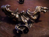 silver inkstand: detail