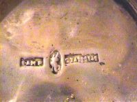 silver inkstand: detail