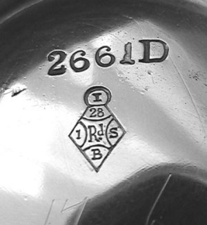 Patent registration mark on wine jug, for October 28, 1875, next to manufacturers mark of 2661 D 