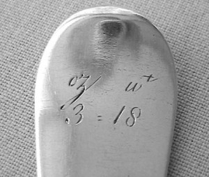 Strainer spoon. London 1774, 3 oz. 18 dwt.