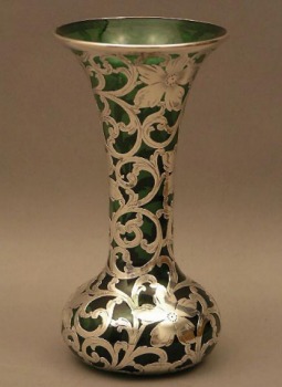 vase decorated in 'silver overlay'