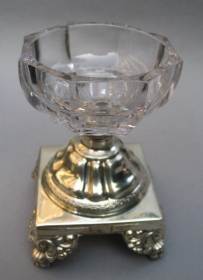 silver and cut-crystal salt: Genoa 19th century