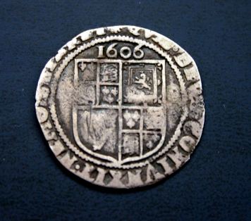 silver sixpence produced by James VI of Scotland (1588-1625) also James I of England (1603-1625)
