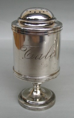 silver talc holder: about 1950 silversmith: Sandon Argenterie snc - Treviso (Italy)