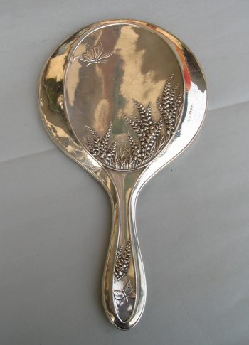 English antique silver mirror