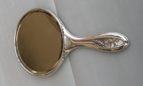 English antique silver mirror