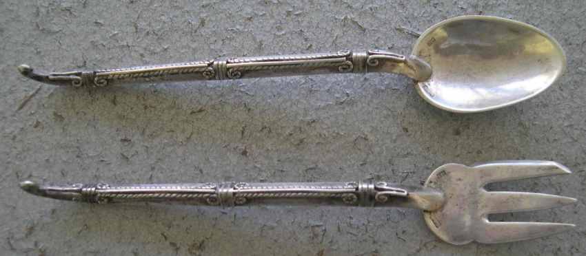 spoon and fork
with unidentified marks