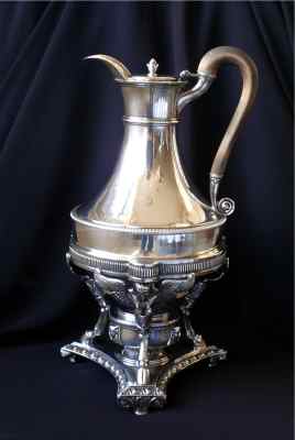 Paul Storr: silver coffee pot on stand