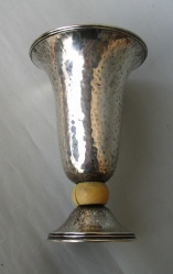 trumpet silver vase with ivory ring