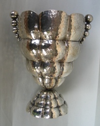 silver vase with 'bubble' motif and 'ball' handles