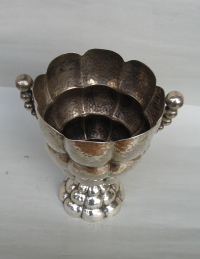 silver vase with 'bubble' motif and 'ball' handles