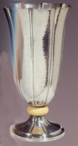 trumpet silver vase with ivory ring