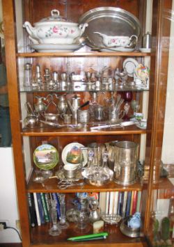 a cabinet of silver