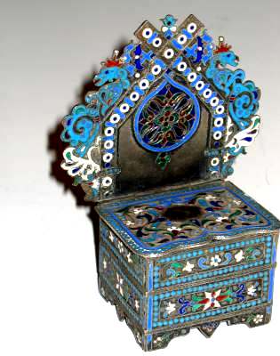 Enamelled salt throne by master P.R. for Pyotr Rykovsky