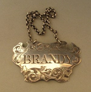 silver wine label BRANDY, Birmingham 1844