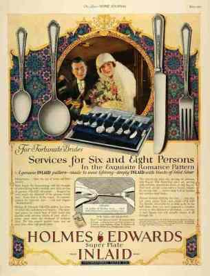 1927 advertisement of Holmes & Edwards Romance flatware pattern