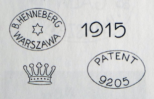 Mark for Wola branch of Bros. Henneberg foundry: WFA year - c.1915