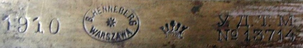 Mark for Wola branch of Bros. Henneberg foundry: WFA year - c.1915