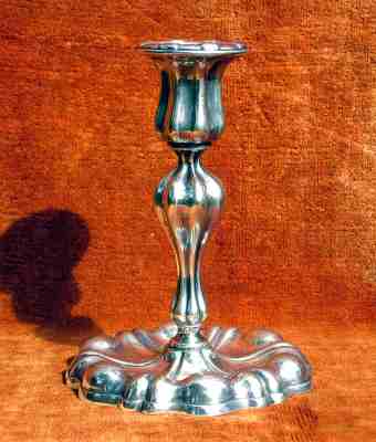 A high-quality silver-plated candlestick, issued by BMF Alexander Schoeller between 1852 and 1865 A high-quality silver-plated candlestick, issued by BMF Alexander Schoeller between 1852 and 1865