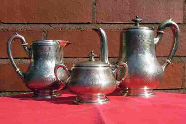 A high-quality silver-plated (Alpacca-Silber I) three-piece BMF coffee set A high-quality silver-plated (Alpacca-Silber I) three-piece BMF coffee set