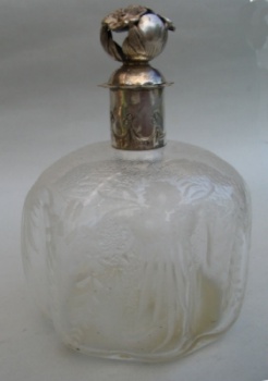 crystal perfume bottle with silver top