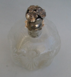 crystal perfume bottle with silver top