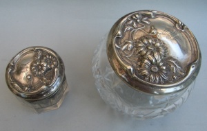 Webster Company - North Attleboro: crystal vases with embossed silver cover